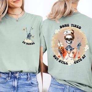 おもしろERナースTシャツ：コンフォートカラーのスケルトンTシャツ、外傷看護師へのギフト