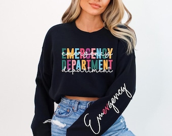 Sweat-shirt ras du cou pour infirmière aux urgences : cadeau pour infirmière autorisée pour les services d&#39;urgence