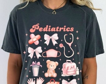 Pediatrics Coquette Comfort Colors T-Shirt, Peds Nurse Tee