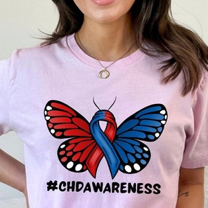 CHD Awareness Shirt, Congenital Heart Disease, Heart Warrior Tee, CHD T Shirt, Open Heart Surgery Gift, Heart Defect, Red Ribbon Crewneck