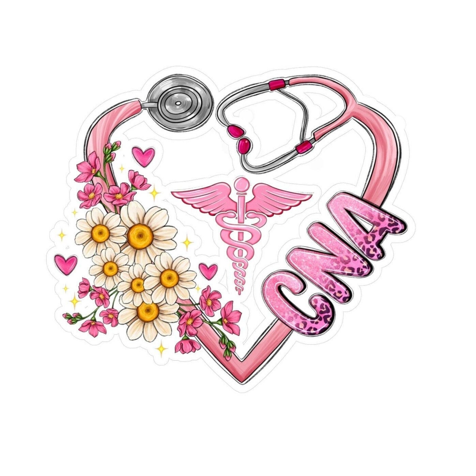 Heart Stethoscope CNA Vinyl Decal, Certified Nursing Assistant Gift ...