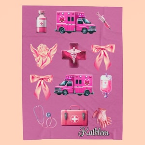 EMT Paramedic Plush Blanket, Personalized Custom Nurse Gift, Soft Throw for Medical Professionals, Cozy Blanket for Healthcare Workers