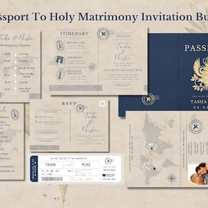 Digitaler Pass Hochzeitseinladung Bearbeitbar In Canva | Pass Hochzeit Vorlage