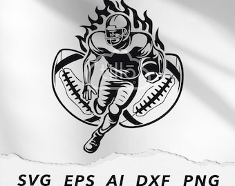 Fußballspieler SVG: American Football Schablone Vektor (Digitale Datei)