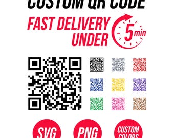 Código QR personalizado SVG, URL personalizada Vector, Paquete de PNG a color, Compatible con Cricut, Menú de boda para negocios Descarga instantánea - QR-0001