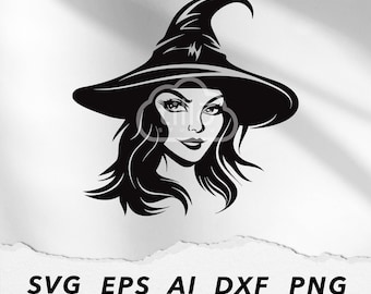 Archivo gráfico SVG de bruja de Halloween: Imágenes prediseñadas de mago (descarga digital)