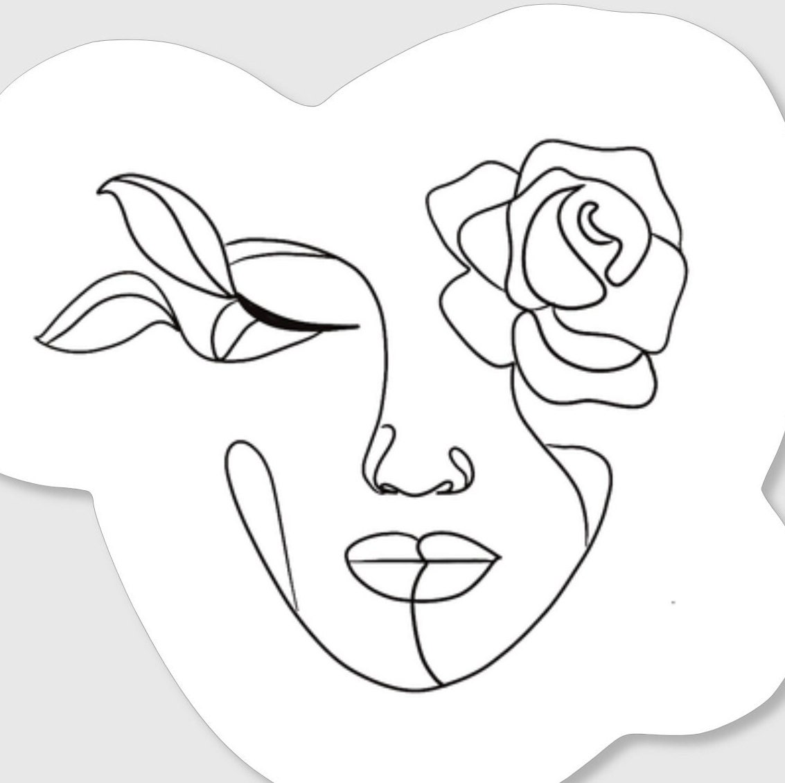 Female Line Art Floral Line Art Minimalistic Sticker Line Art Sticker