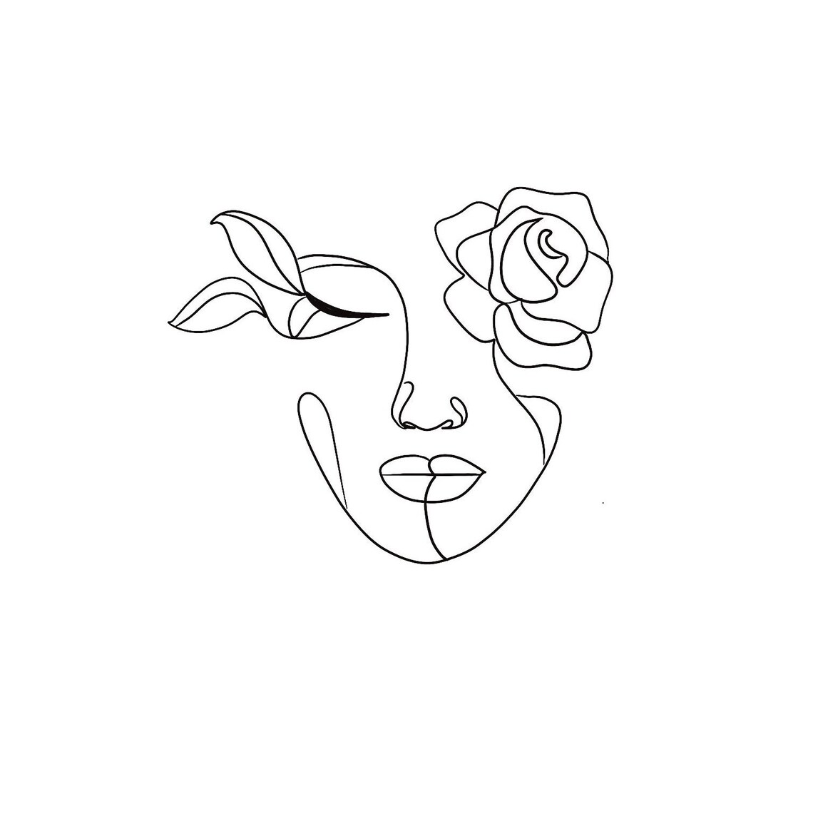Female Line Art Floral Line Art Minimalistic Sticker Line Art Sticker
