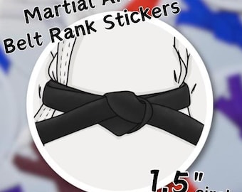 1.5" Circle Martial Arts Belt Rank Stickers for Karate, Taekwondo, Jiu Jitsu, and other Martial Arts Students