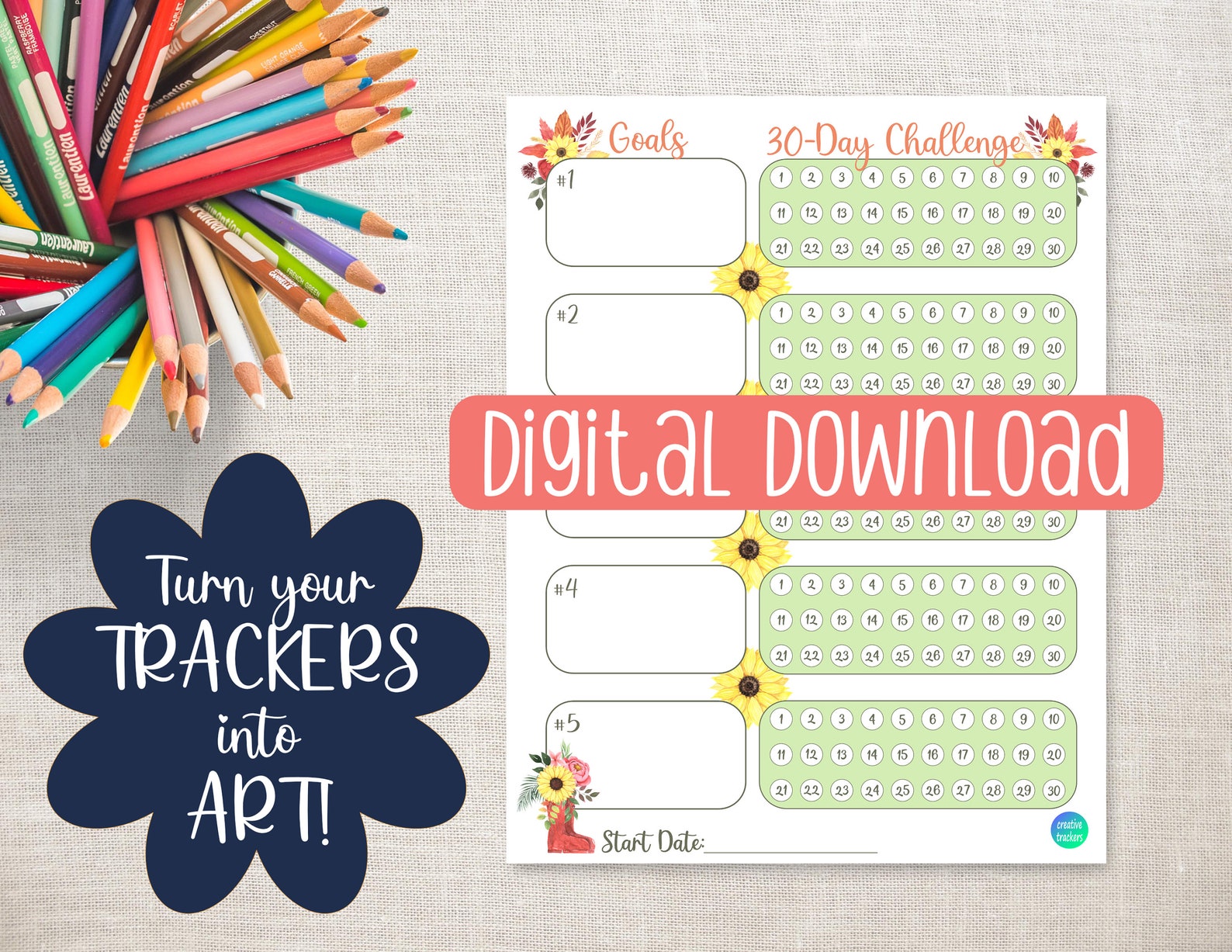 30 Day Challenge Goal Tracker Printable Habit Tracker - Etsy
