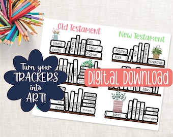 Bibelleseplan, Bibelleseplan, druckbares Bullet Journal, Bibelcheckliste, druckbare Bücher der Bibel, druckbare Bibelstudie