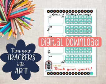30 Day Challenge, Printable Goal Tracker, New Years Resolution, Habit Tracker, Fitness Tracker, Savings Tracker, Financial Goal Tracker