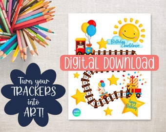 Birthday Countdown, Train Birthday, Kids Tracker, Birthday Calendar, Party Countdown, Kids Birthday Party, Birthday Printable, Train Party