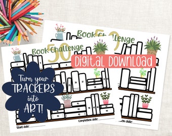 50 Book Challenge, Reading Challenge, Reading Resolution, Book Tracker, Books I've Read, Printable Book Log, Reading Planner, Bullet Journal