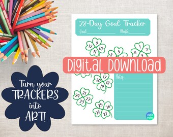 28 Day Tracker, Goal Tracker, Monthly Habit Tracker, Progress Log, Daily Routine, Fitness Tracker, Activity Tracker, New Year's Resolutions