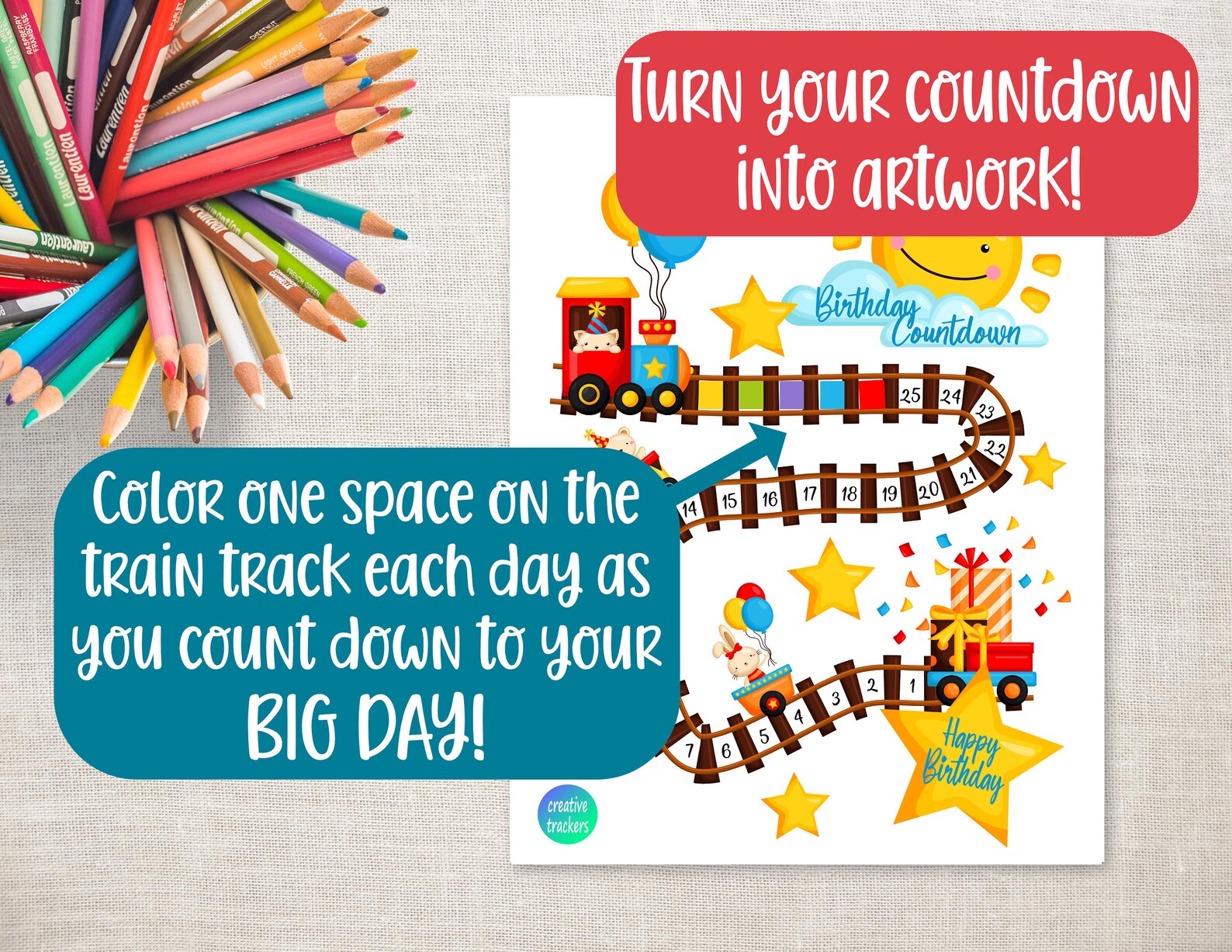 Birthday Countdown, Train Birthday, Kids Tracker, Birthday Calendar ...