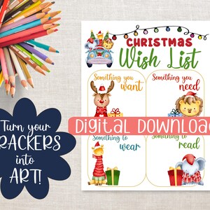 Etwas, das du willst, etwas, das du brauchst, etwas zum Anziehen, etwas zum Lesen, druckbare Weihnachtswunschliste, einfache Weihnachtsgeschenkliste