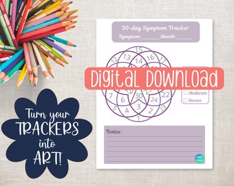 30 Day Challenge, Symptom Tracker, Mental Health, Physical Health, Allergy Tracker, Pain Tracker, Chronic Illness Tracker, Mood Tracker