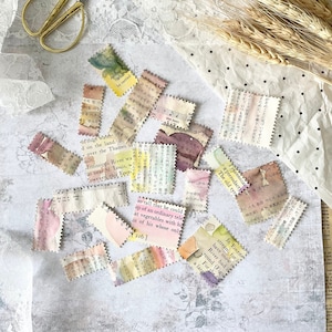 Freistempel - Die cut - gemalte Vintage Buchseite | 10 Stück | Journaling | Planer | Einklebeband | Ephemera | Junk Journal