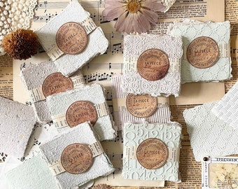 Juego de papel cuadrado hecho a mano / Gofrado o liso / 10 hojas / Bordes sin barbas / para diario / Papel reciclado ecológico