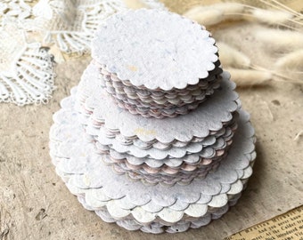 Scalloped handmade paper set | 6 ea | mixed colors | journaling | Junk journal | art journal | Recycled Eco friendly paper