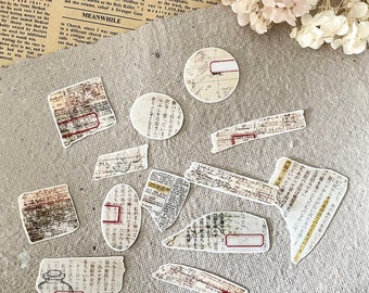 Cut out stickers - torn page | frosty clear | 13 pieces | die cut | journaling | planner | scrapbooking | ephemera | Junk journal