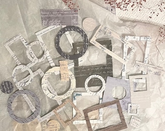 Frame design ephemera set - vintage script | 25 pieces | journaling | planner | scrapbooking | ephemera | Label | Junk journal