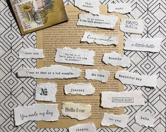 stamped letter ephemera | handmade paper | 20 pieces | scrapbooking | journal | vintage | DIY