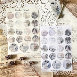 Arkusz naklejek - strona akwarelowana | matowa biel | pergamin | dziennik | planer | scrapbooking | efemerydy | dziennik śmieciowy | dziennik artystyczny
