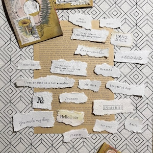 stamped letter ephemera | handmade paper | 20 pieces | scrapbooking | journal | vintage | DIY