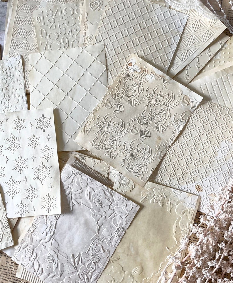 Embossed Tea-dyed Paper Set | 5 Sheets | Scrapbook Paper | Journaling ...