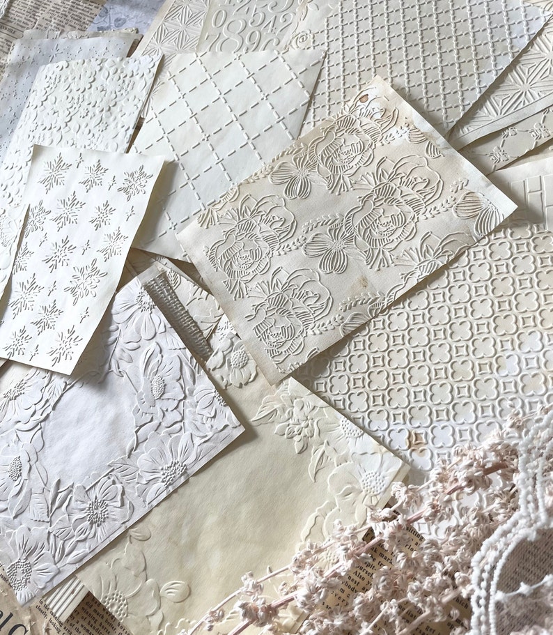 Embossed Tea-dyed Paper Set | 5 Sheets | Scrapbook Paper | Journaling ...