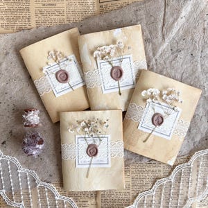 Handmade tea-dyed paper journal | linen & laid paper | junk journal | journaling | ephemera