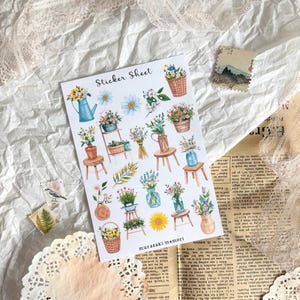 Sticker Bogen - Blumiger Sommer | Journaling | Planer | Einklebeband | Ephemera | Junk Journal