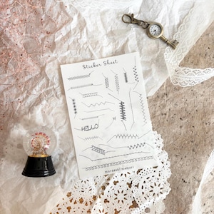 Hoja de pegatinas - Stitch deco / Frosty Clear / para diario / planificador / scrapbooking / efímera / Junk journal / art journal