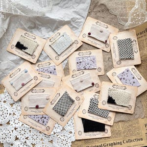 Genähte handgemachte Ephemera | Vintage Stoffmuster (Imitat) |  Zufällig | Journaling | Junk Journal | Kunst Journal