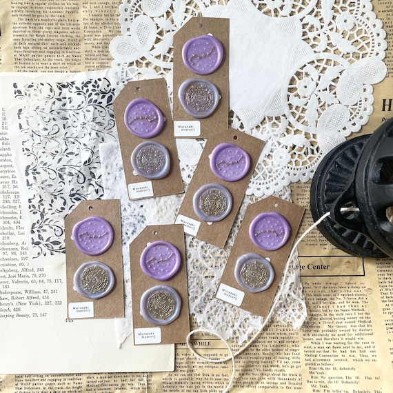 Self-adhesive wax seals | Stars and moon | set of 2 | glitter color | golden powder on | mixed color | journaling | ephemera | sealing wax
