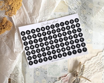 Sticker sheet - circle alphabet letters | typewriter | journaling | planner | scrapbooking | ephemera | Junk journal