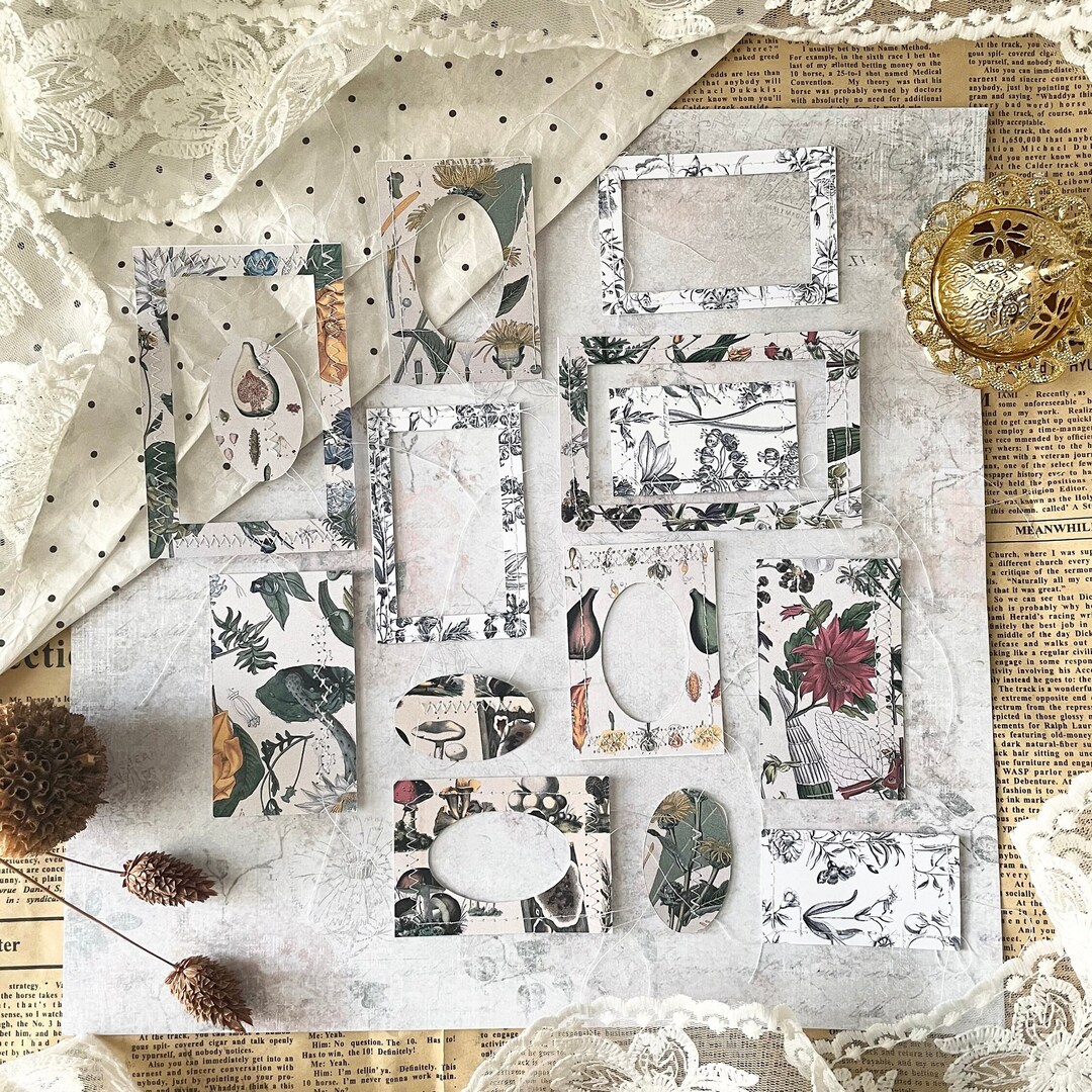 Stitched Frame and Label Ephemera Set | 14 Pieces | Journaling | Junk ...