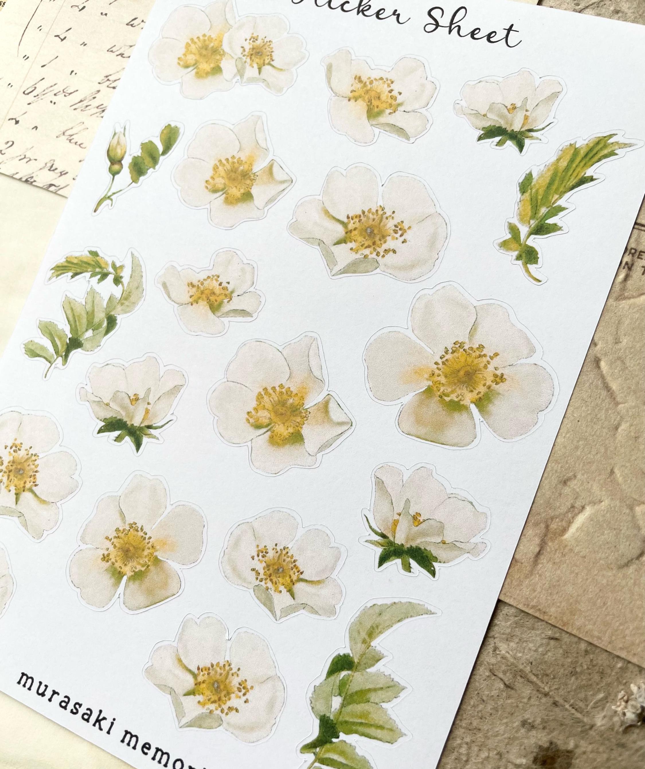 Sticker Sheet - Vintage White Flower | Journaling | Planner ...