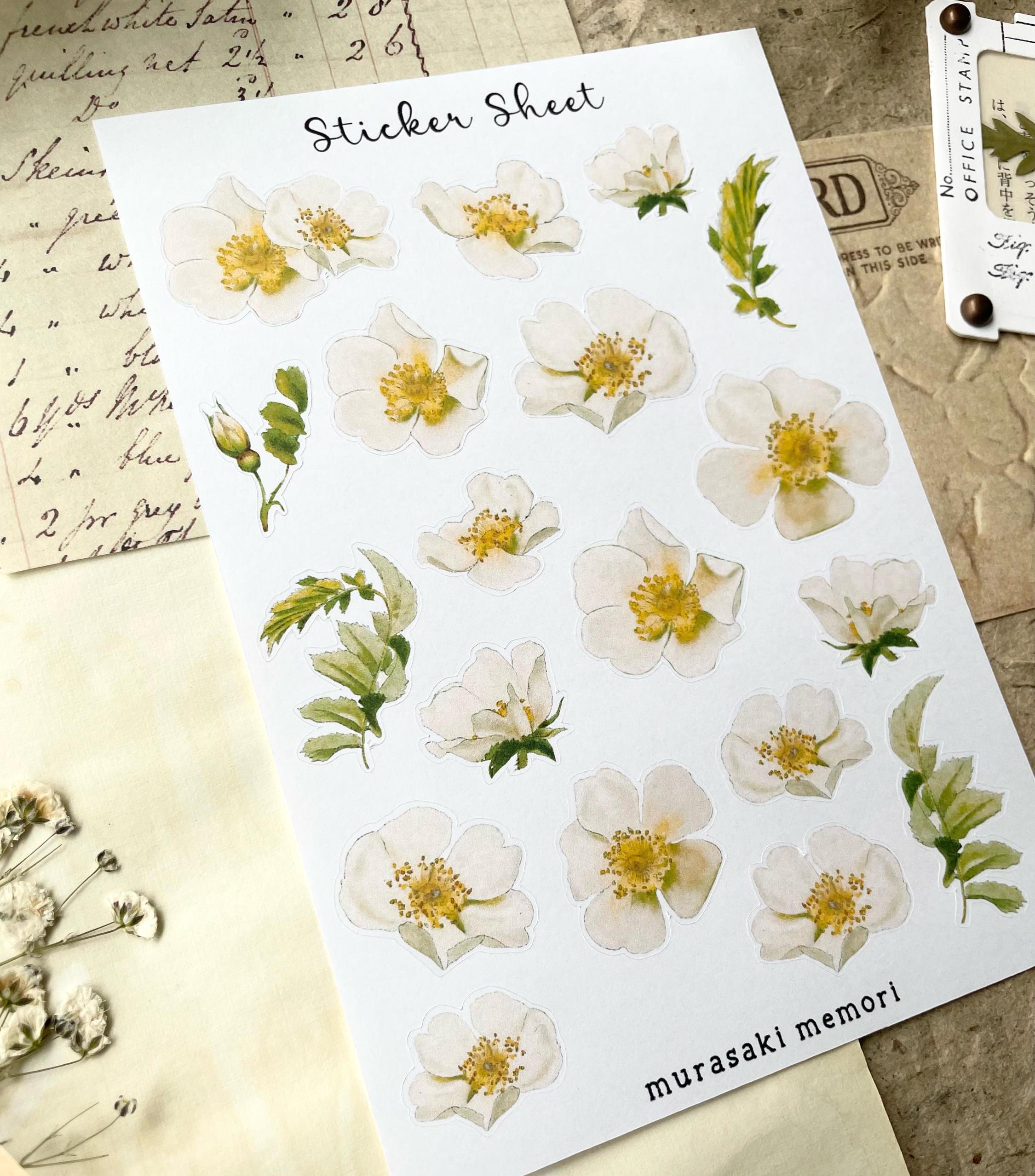 Sticker Sheet - Vintage White Flower | Journaling | Planner ...