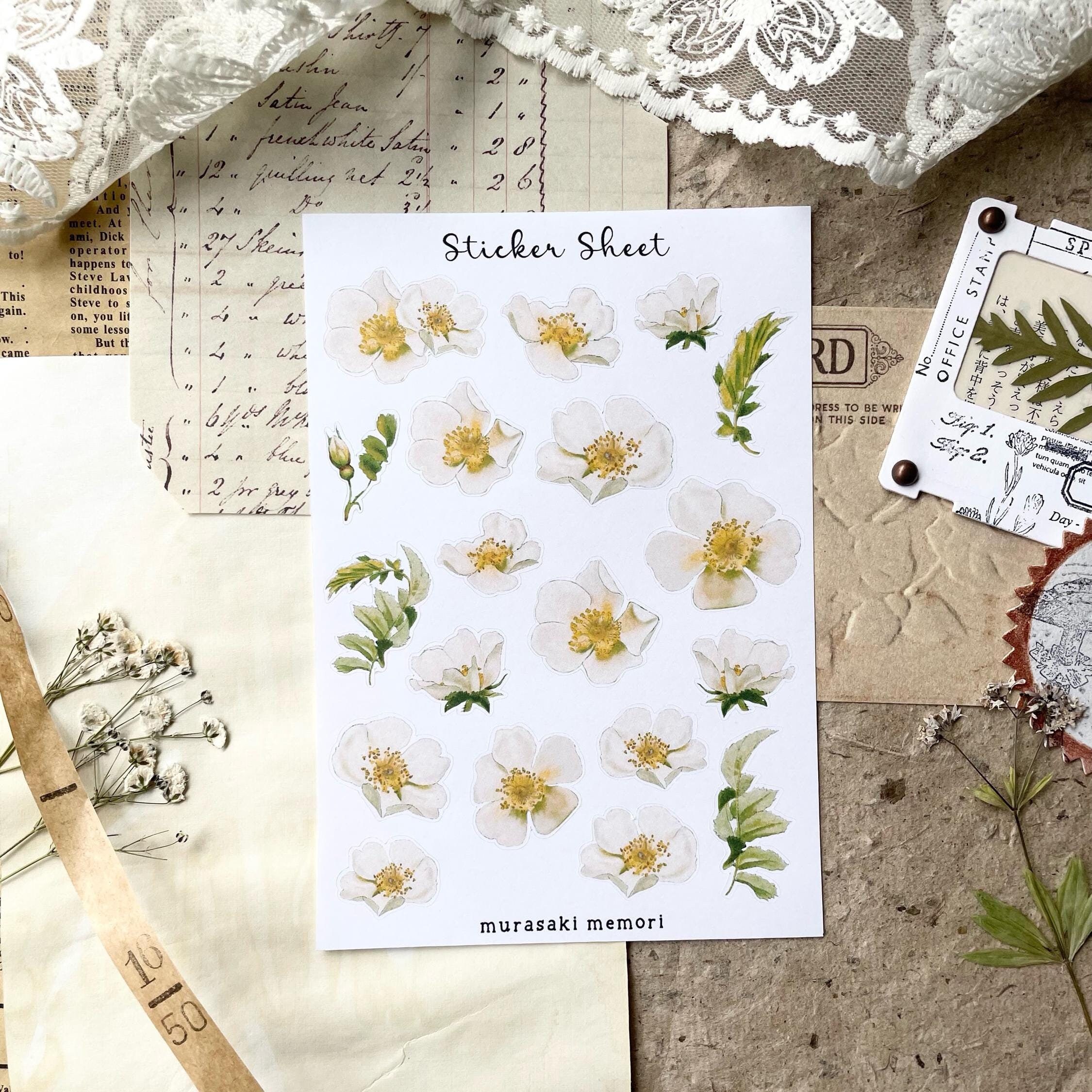 Sticker Sheet - Vintage White Flower | Journaling | Planner ...