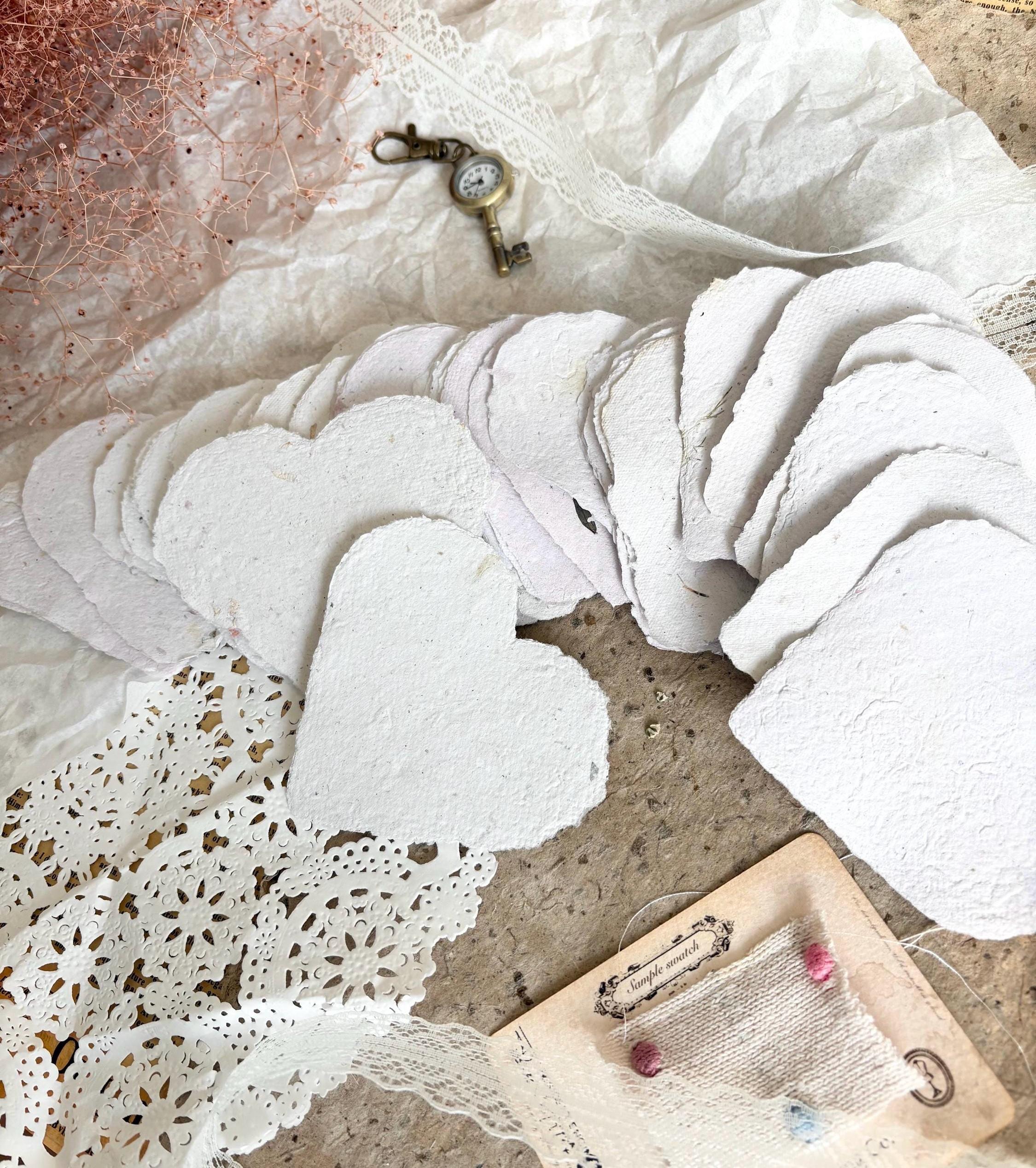 Heart Shape Handmade Paper Set | Random Mix Color | 6 Sheets | Deckled ...