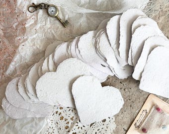 Heart shape handmade paper set | random mix color | 6 sheets | Deckled Edge | journaling | Recycled Eco friendly paper