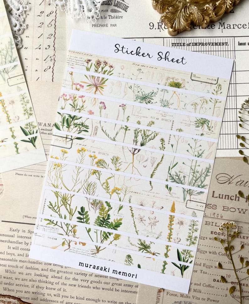 Sticker Sheet - Wild Flower Stripe | Line Tape | Journaling | Planner ...