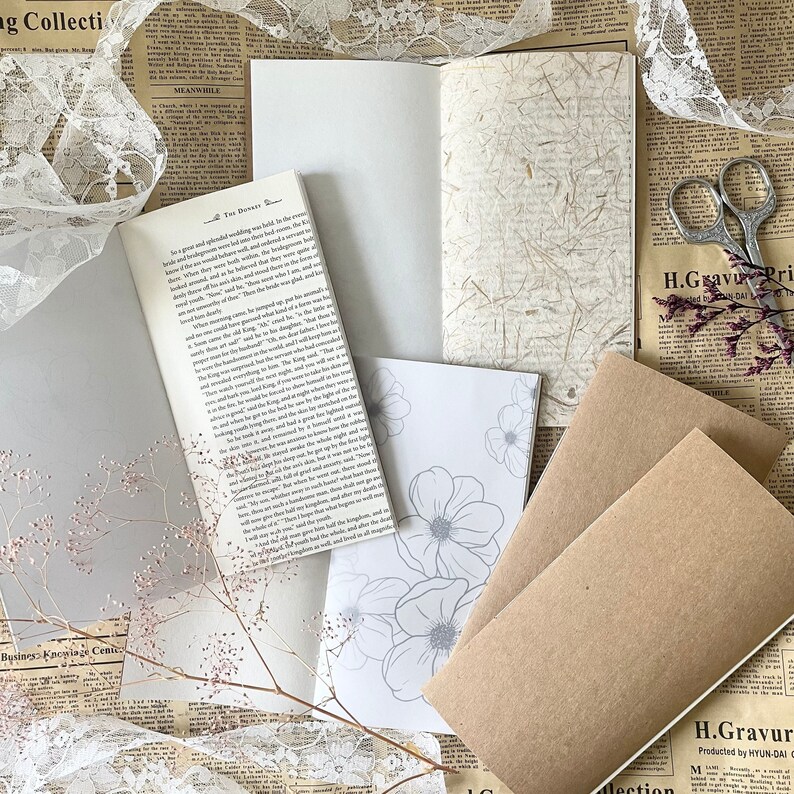 Handmade Travelers Notebook Insert Mixed Paper Junk Journal TN Insert