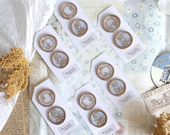 Self-adhesive wax seals | Flowers with background | set of 2 | flower | golden glitter on | journaling | ephemera | sealing wax