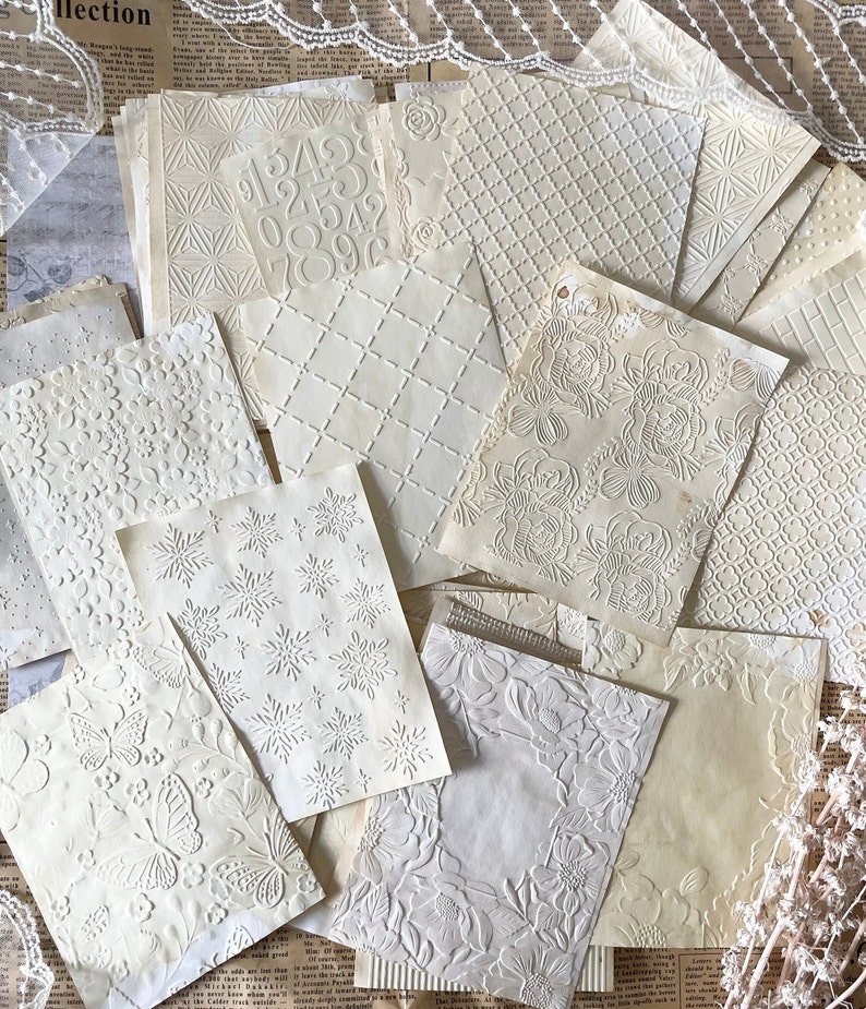 Embossed Tea-dyed Paper Set | 5 Sheets | Scrapbook Paper | Journaling ...