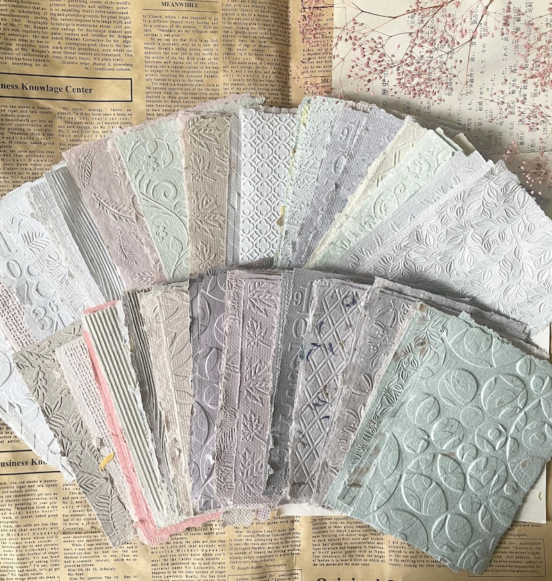Embossed Paper Types Embossed Handmade Paper Set | 10 Sheets | Deckled Edge | Journaling ...
