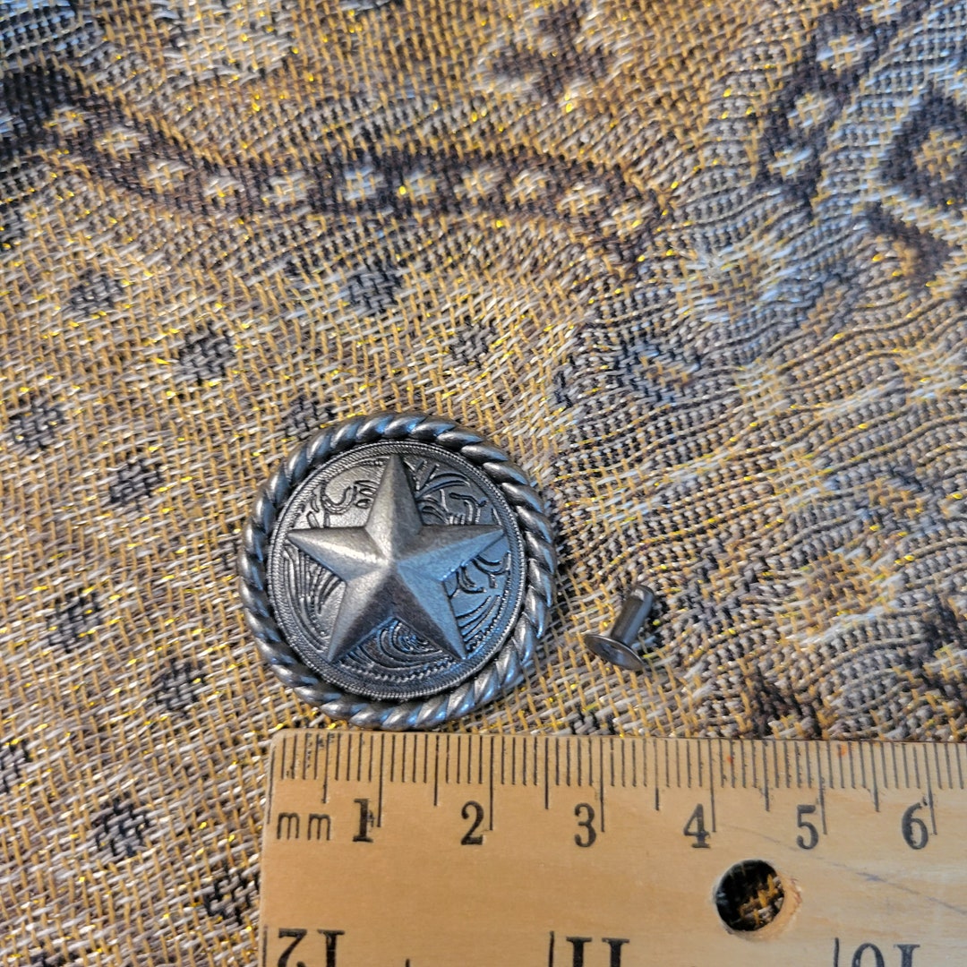 Star Rope Concho in Pewter Tones, Pop Rivet Back, Leather Art - Etsy